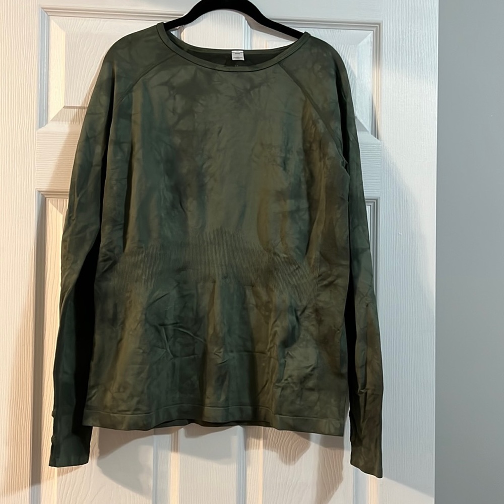 Zella green tie dye athletic long sleeve tee size 2x